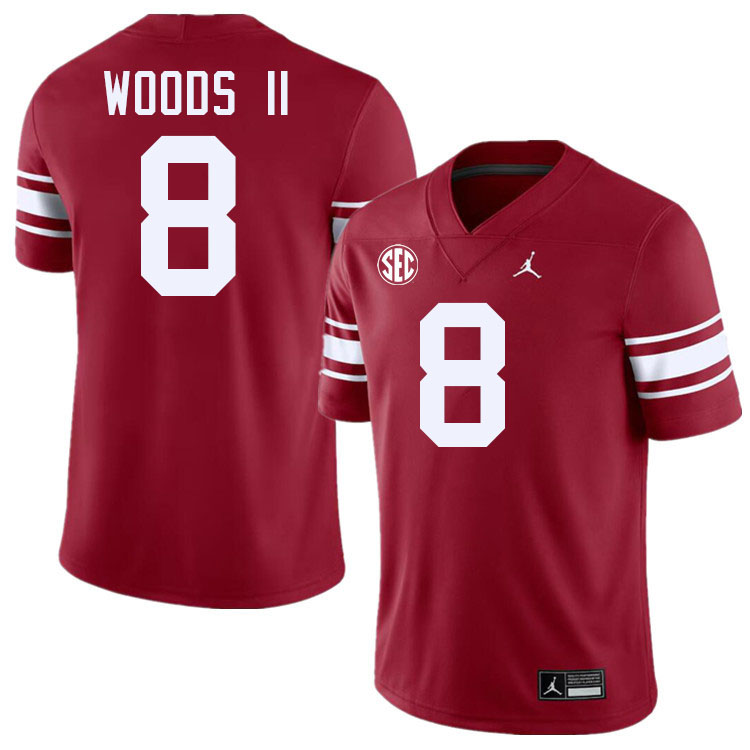 Oklahoma Sooners #8 Michael Woods II College Football Jerseys,Uniforms-Throwback